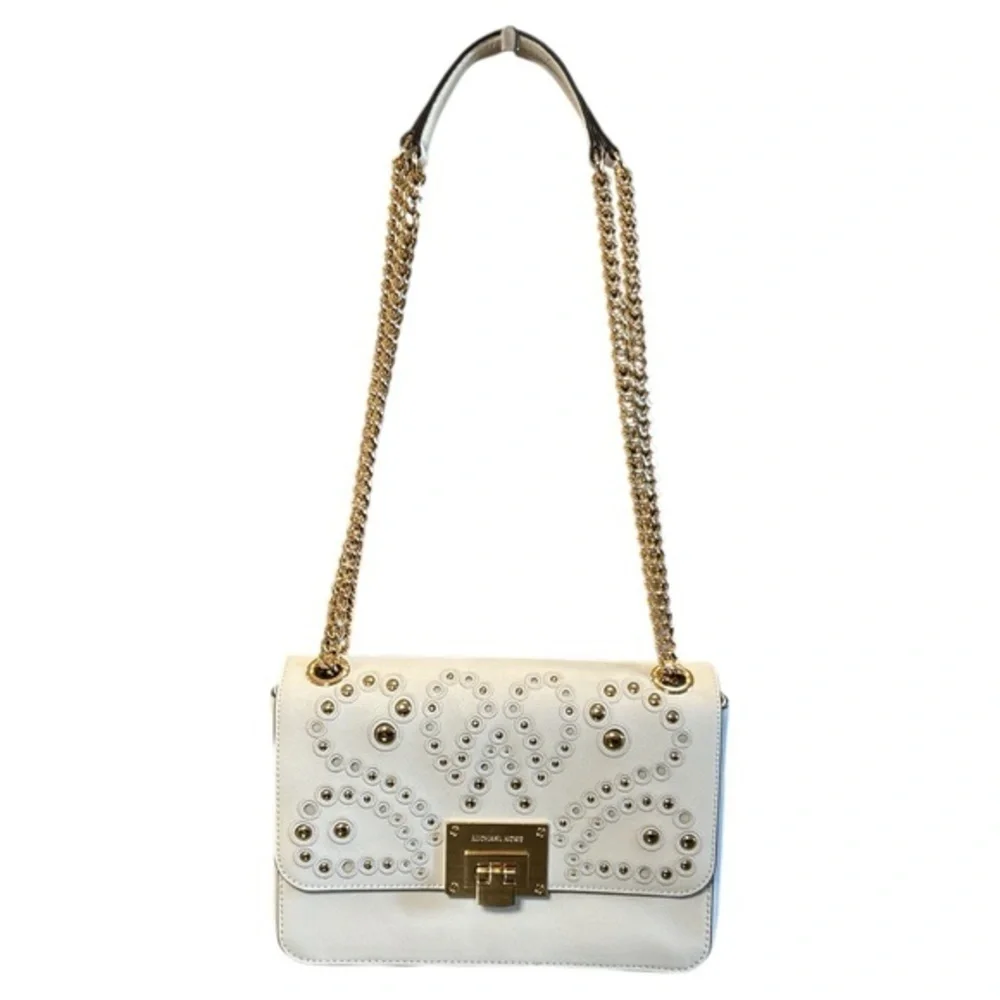 NWOT Michael Kors White Chain Handle Studded Crossbody Purse Handbag